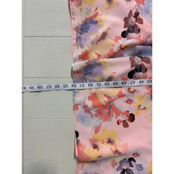 Calvin Klein Chiffon Floral Print Beaded Halter Draped Maxi Dress Pink Size 12 - Picture 7 of 8